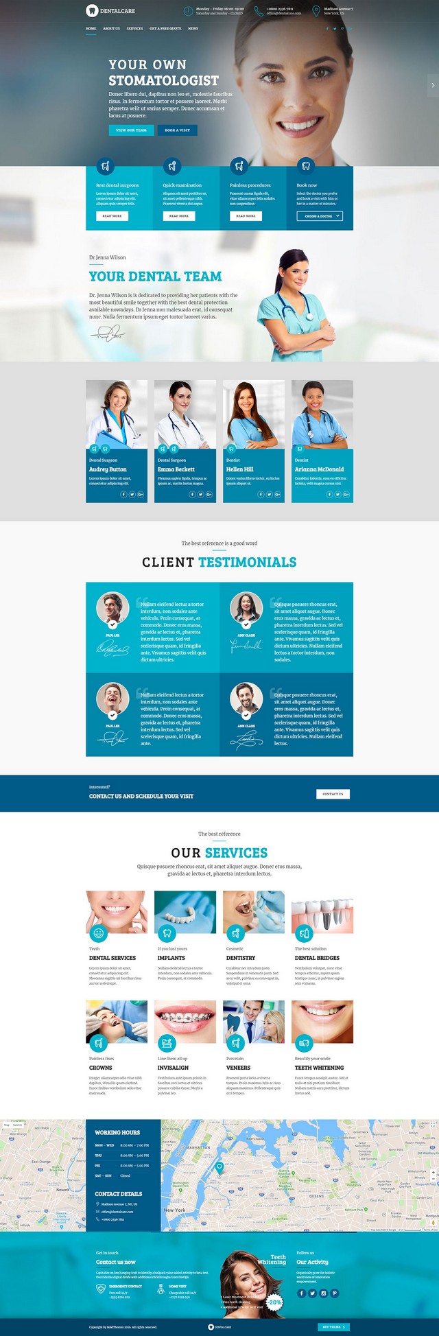 health and medical wordpress theme Medicare homepage layout for dentist