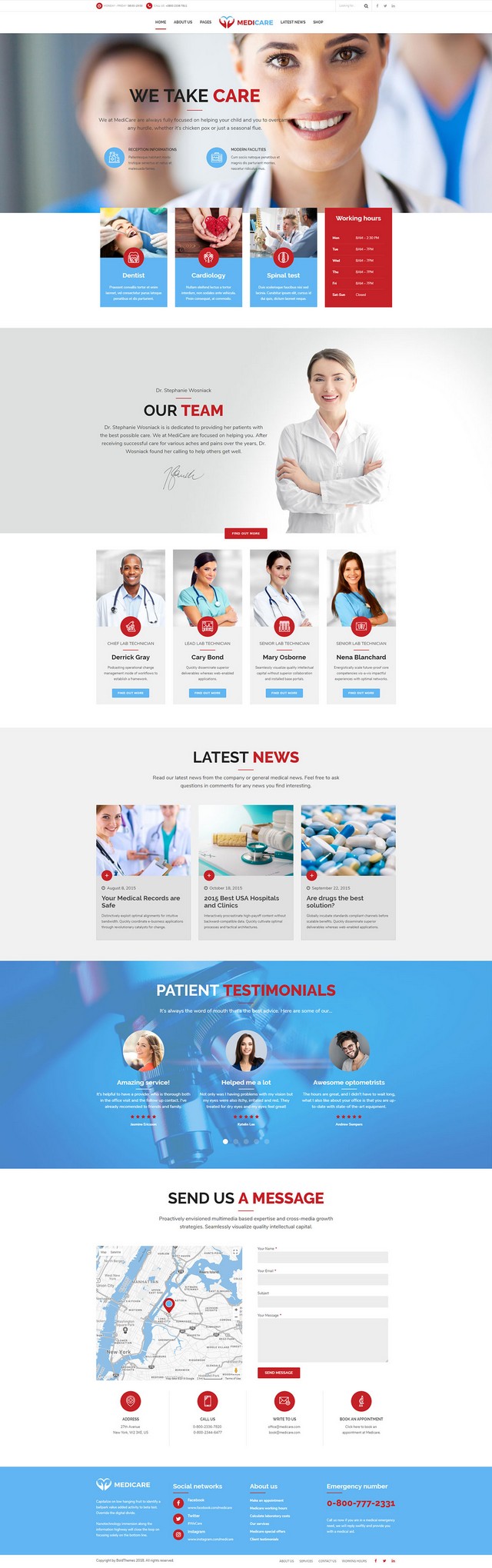 health and medical wordpress theme Medicare homepage layout for laboratory